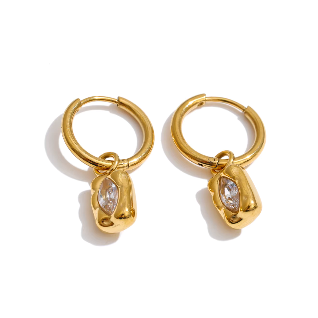 Marquise Charm Hoops