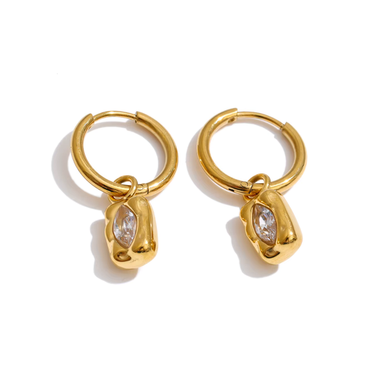 Marquise Charm Hoops